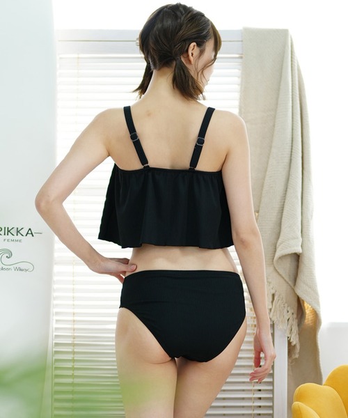 Beach Queen 水着 フラワー柄ガウチョパンツ＋タンキニ3点セット 水陸  