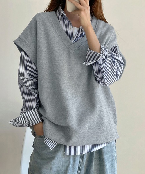 【新品・未使用diagram】ベストジレ ikka（イッカ） ベスト ジレ ノーカラーサイドベルトジレ レディース
