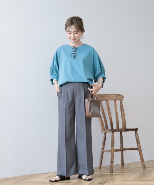 tシャツ ドライコットン裾ドッキングドルマンプルオーバー「洗濯機で洗える」 レディース セール】 ドライコットン裾ドッキングドルマンプルオーバー