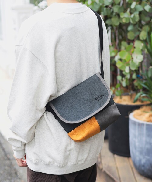 BEAMS HEART ショルダーバッグ ポリエステル 杢素材 コンビ ミニ