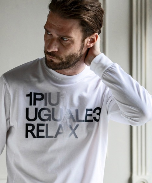 【1PIU1UGUALE3 RELAX】サークルロゴロングTシャツ 2色展開 1PIU1UGUALE3 RELAX tシャツ RELAX(ウノピゥウノウグァーレトレ