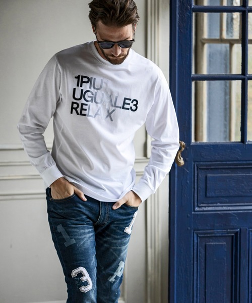 【1PIU1UGUALE3 RELAX】グラデーション ロゴ ロングTシャツ 1PIU1UGUALE3 RELAX tシャツ RELAX(ウノピゥウノウグァーレトレ