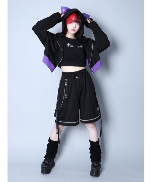 【 ⭕️】nekomimiパーカー&ショートパンツセット 新品未使用✨️ Amilige パーカー ねこみみショート丈パーカー レディース