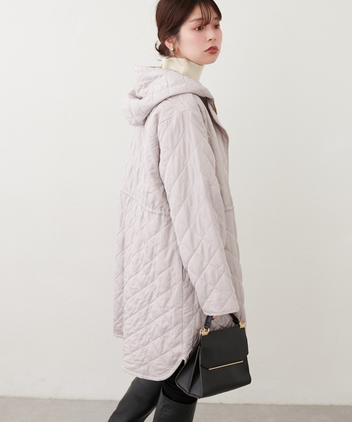 natural couture コート アウター ウエストドロスト中綿キルトコート