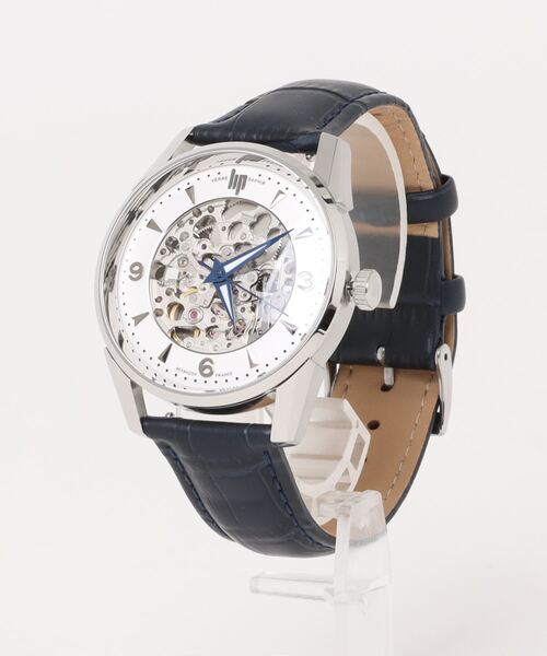 腕時計 「LIP/リップ」ヒマラヤ 40ｍｍ スケルトン オートマチック シルバー ダークブルー レザー メンズの画像