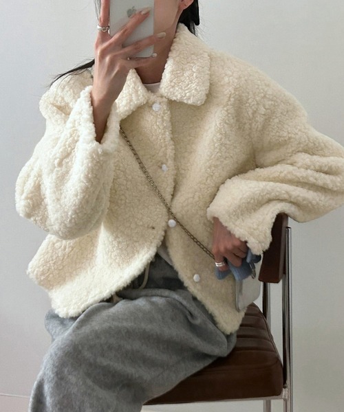 クリーニング済　23AWウールボアショートコート キナリ Girly Doll（ガーリードール） コート アウター ボアショートコート