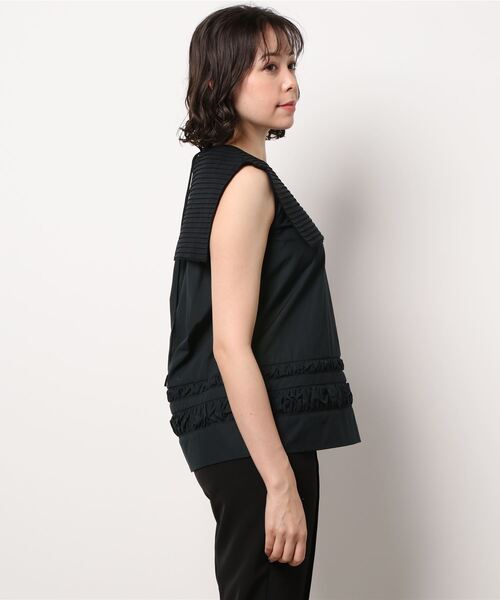「LANVIN en Bleu」 ノースリーブブラウス 38 ブラック レディース LANVIN en Bleu 「LANVIN Bleu」 ノースリーブブラウス 38