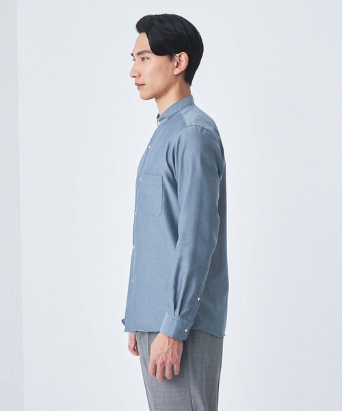 エムエイチエル バンドカラー コットン シャツ Ⅱ ♡MHL. バンドカラーシャツ コットン キャメルベージュ サイズⅡ