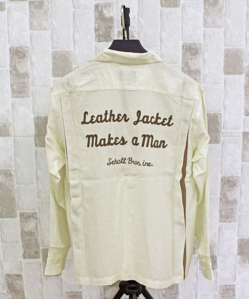 【schott】ショット ボウリングシャツ オープンカラー チェーン刺繍 (L) Schott N.Y.C ショット 刺繍 ボーリングシャツ 開襟シャツ