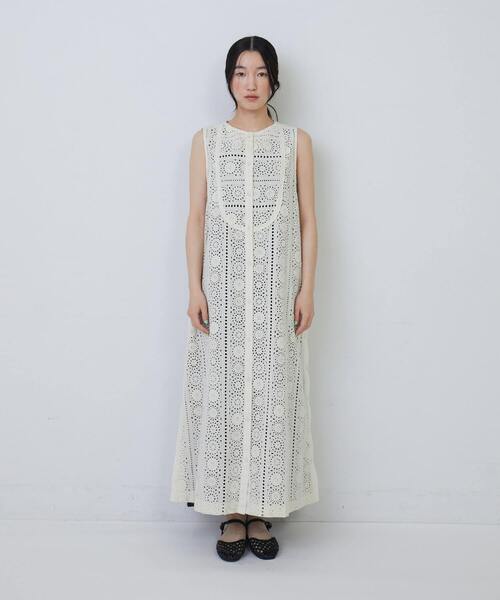 ADIEU TRISTESSE黒エンブロイダリーレース ロングシャツワンピースF セール 30%OFF】エンブロイダリーレースティアードワンピース