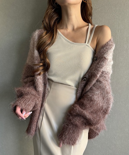 「JUNOAH」 ニットカーディガン LARGE グレー レディース_画像3