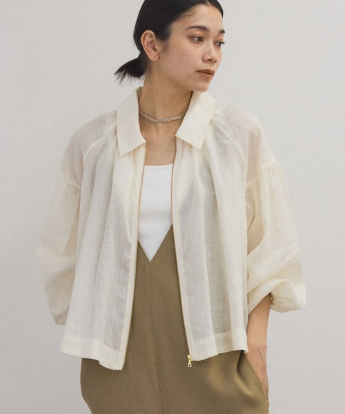 SALON adam et rope' ブラウス シャツ 「WEB限定」シアーリネン