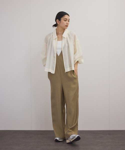 ‼️売約済‼️　ADAM ET ROPE'　ジップアップシャツブルゾン（カーキ） ADAM ET ROPE'｜アダムエロペのブルゾン（ジップアップ）通販