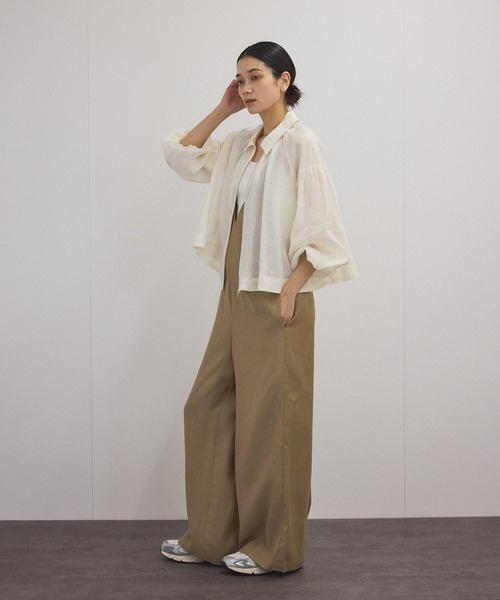 〈美品〉アダムエロペ　リネン　ドロスト　ブルゾン　ブラウス　シアー　ボリューム袖 美品〉アダムエロペ リネン ドロスト ブルゾン ブラウス シアー