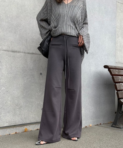 スウェットパンツ ジャージ high waist flare wide sweat pants