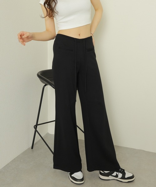 スウェットパンツ ジャージ high waist flare wide sweat pants