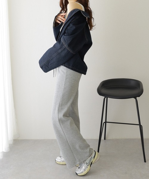スウェットパンツ ジャージ high waist flare wide sweat pants