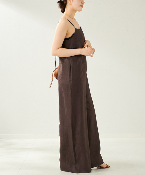 plage プラージュ 日本製 麻混 オールインワン サロペット サルエルパンツ plage サロペット オーバーオール french linen オールインワン