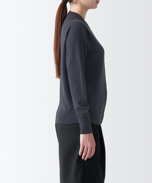 「無印良品」 ニットカーディガン X-LARGE ダークグレー レディース_画像9