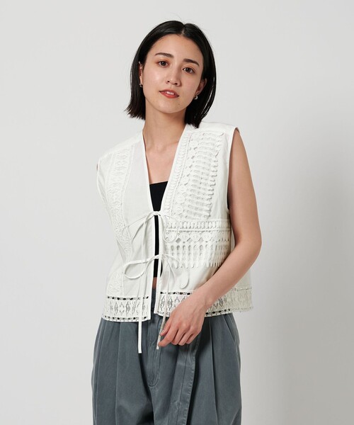 ベスト ジレ 「別注」「ne Quittez pas」レース ベスト レディース