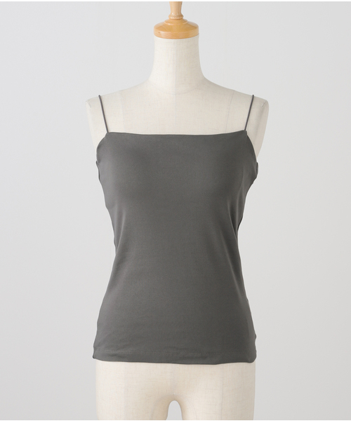 SLOBE IENA フライスパット付きキャミソール　黒・生成り 追加4》フライスパット付きキャミソール（カップ付きインナー