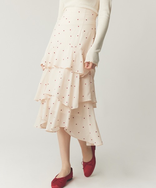 DEICY（デイシー） ロング スカート シフォンハート刺繍スカート