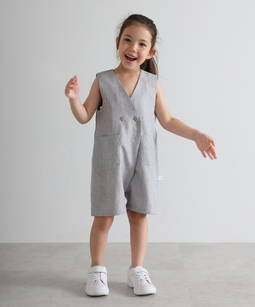 オールインワン 「3-10才対応」フロント釦リネンライクオールインワン キッズ 子供服 女の子 | BONJOUR SAGAN enfant | 15