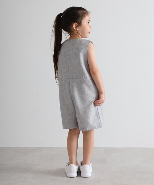 オールインワン 「3-10才対応」フロント釦リネンライクオールインワン キッズ 子供服 女の子 | BONJOUR SAGAN enfant | 18