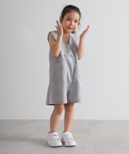 オールインワン 「3-10才対応」フロント釦リネンライクオールインワン キッズ 子供服 女の子 | BONJOUR SAGAN enfant | 19