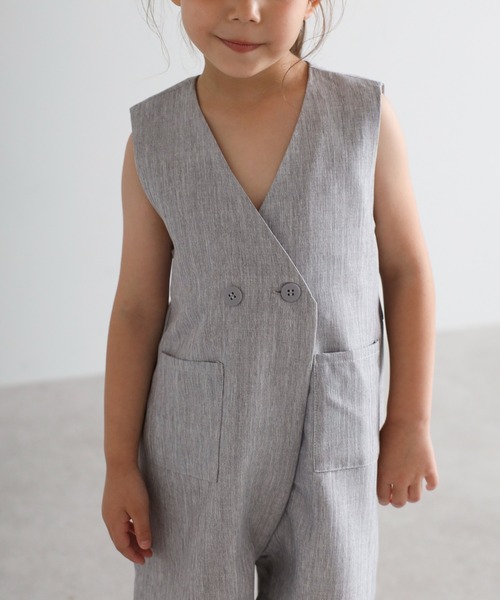 オールインワン 「3-10才対応」フロント釦リネンライクオールインワン キッズ 子供服 女の子 | BONJOUR SAGAN enfant | 20