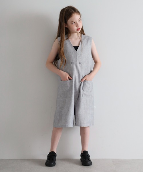 オールインワン 「3-10才対応」フロント釦リネンライクオールインワン キッズ 子供服 女の子 | BONJOUR SAGAN enfant | 13
