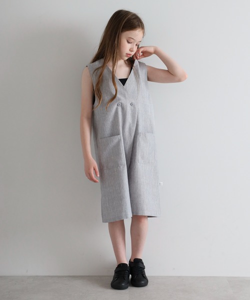 オールインワン 「3-10才対応」フロント釦リネンライクオールインワン キッズ 子供服 女の子 | BONJOUR SAGAN enfant | 14