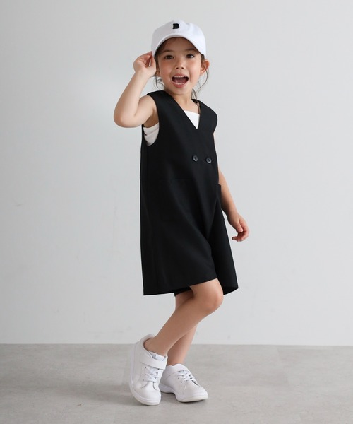 オールインワン 「3-10才対応」フロント釦リネンライクオールインワン キッズ 子供服 女の子 | BONJOUR SAGAN enfant | 02