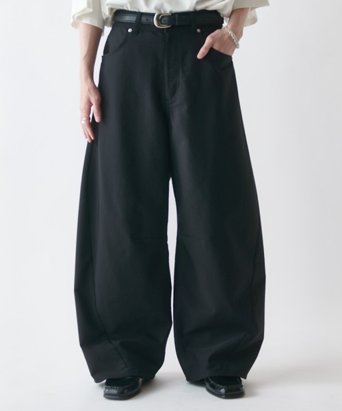 ワイドパンツ スラックス アクティブカーブパンツ メンズの画像