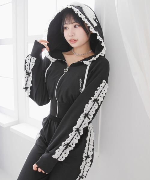 DearMyLove パーカー UVカットハートフリルサムホールパーカー「大きい