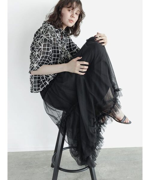 スカート foufou tulle lace black tiered skirt foufou tulle lace black tiered skirt