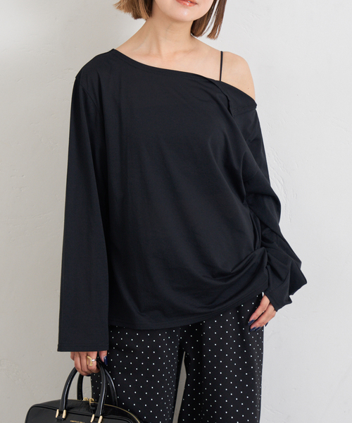 tシャツ 「追加」アシメオフショルオーバーカットソー レディース
