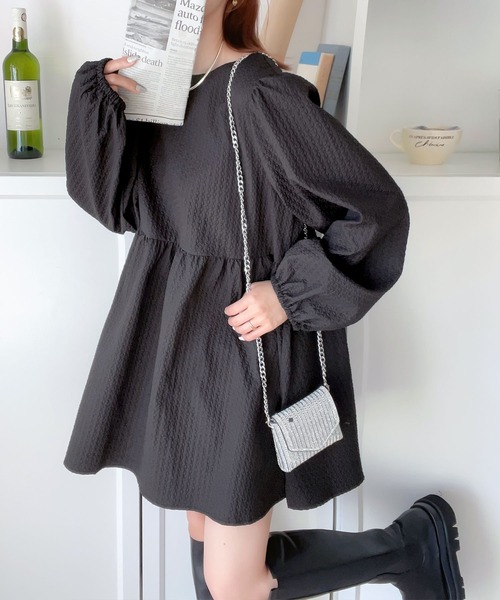 「mily bilet」 長(zhǎng)袖チュニック LARGE ブラック レディース
