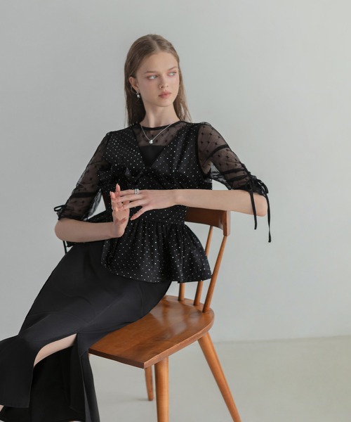 Leja（レジャ） ドレス 「LEJA」ドットストーンペプラムチュール