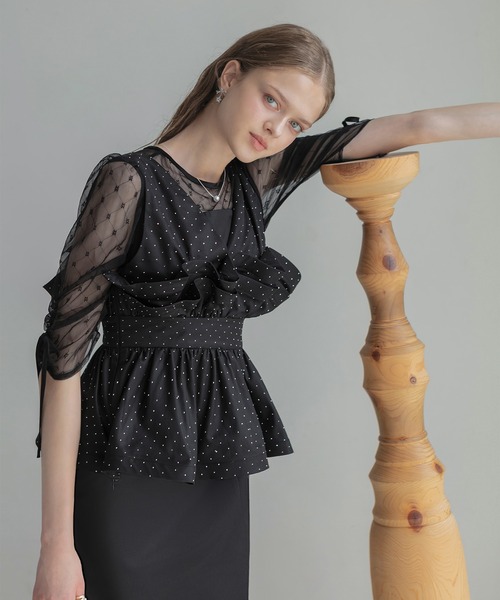 Leja（レジャ） ドレス 「LEJA」ドットストーンペプラムチュール