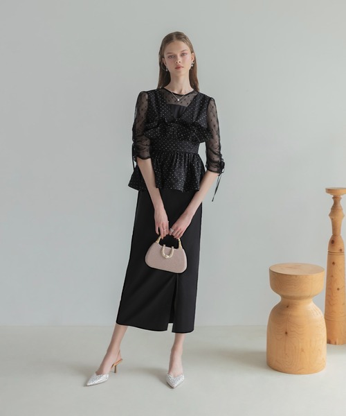 Leja（レジャ） ドレス 「LEJA」ドットストーンペプラムチュール