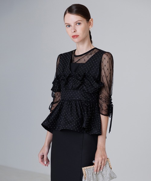 Leja（レジャ） ドレス 「LEJA」ドットストーンペプラムチュール