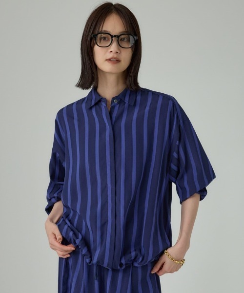 BABYLONE ブラウス シャツ キュプラストライプシャツ レディース  