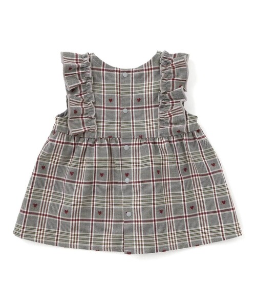 SLAP SLIP ベビー 「お揃い」肩フリルリボンチェックワンピース+ブルマ