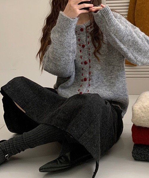 meJane（ミージェーン） カーディガン 配色ステッチ ニット