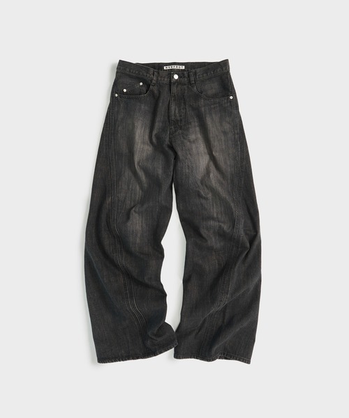 【NVRFRGT】 COATING 3D TWISTEDWIDELEGJEANS 別注 COATING 3D TWISTED WIDE LEG JEANS(1 BLACK): NVRFRGT: MENS