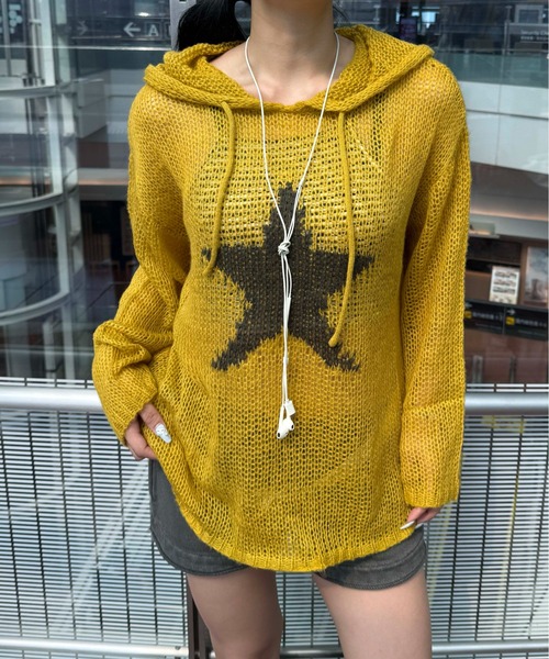 ニット セーター スターシアーフードニット レディース メンズ