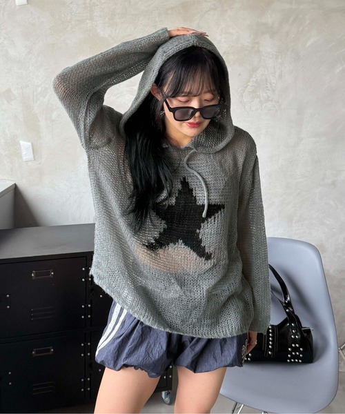 ニット セーター スターシアーフードニット レディース メンズ