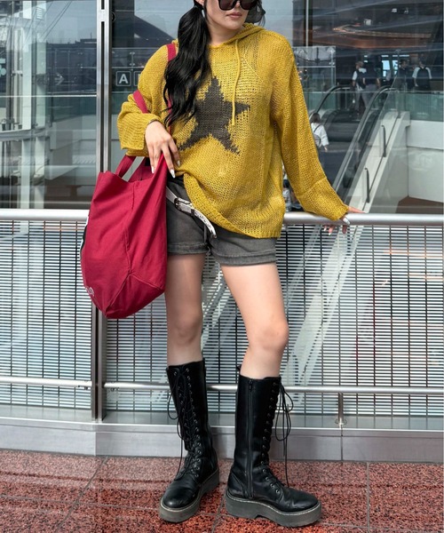 ニット セーター スターシアーフードニット レディース メンズ