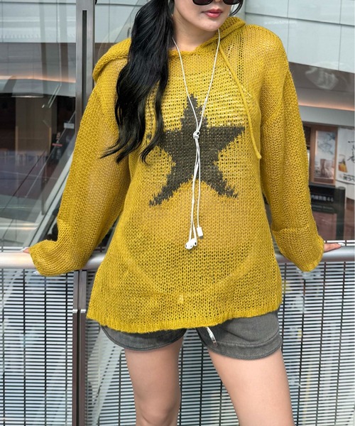 ニット セーター スターシアーフードニット レディース メンズ